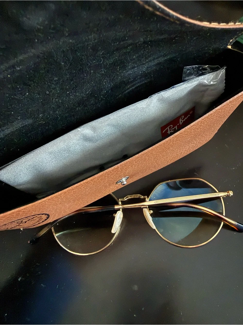 Ray-Ban Gold Frame Sunglasses with Brown Lenses